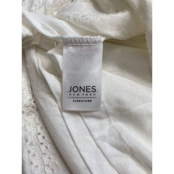 Jones New York White Round Split Neck‎ with Tie Top Sz Small - Picture 9 of 10